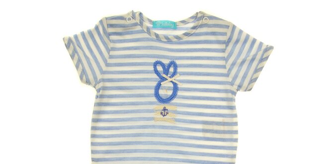 Dětský set trička a kraťasů s modro-bílým proužkem Lullaby