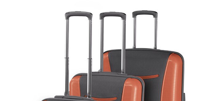 Šedo-oranžová sada tří kufrů Esprit