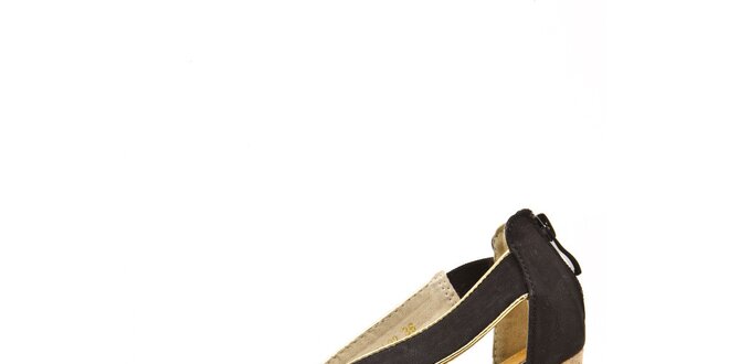 Dámské černé páskové sandálky s korkovým podpatkem Boaime