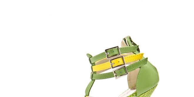 Dámské zeleno-žluté sandálky na jehlovém podpatku Boaime
