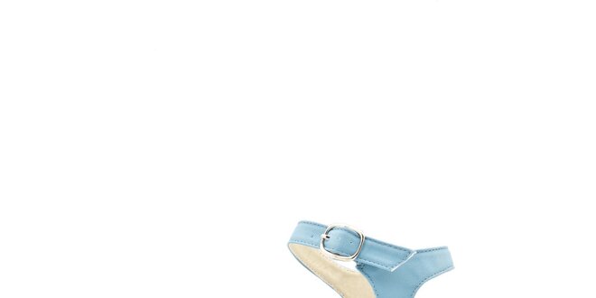 Dámské nebesky modré kožené sandály s barevným jutovým klínem Boaime