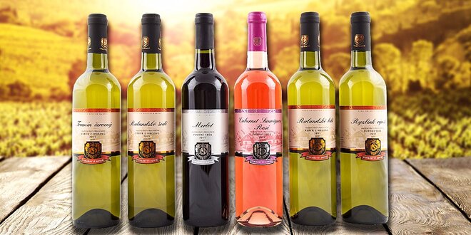 Set šesti mladých vín z vinařství Soviš