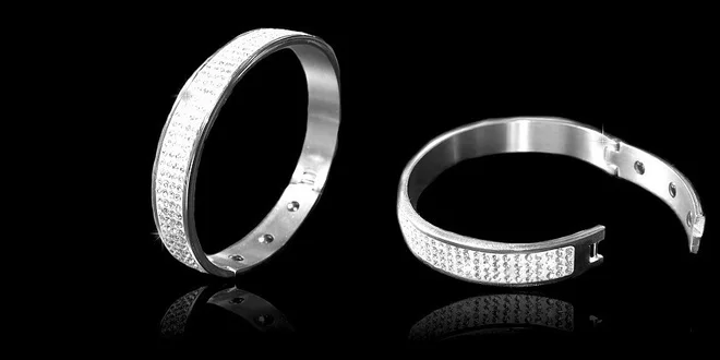 Moderní náramek z chirurgické oceli se zirkony 