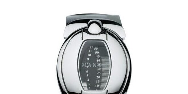 Dámske digitální hodinky Mango s černým ciferníkem, a černým koženým náramkem ()