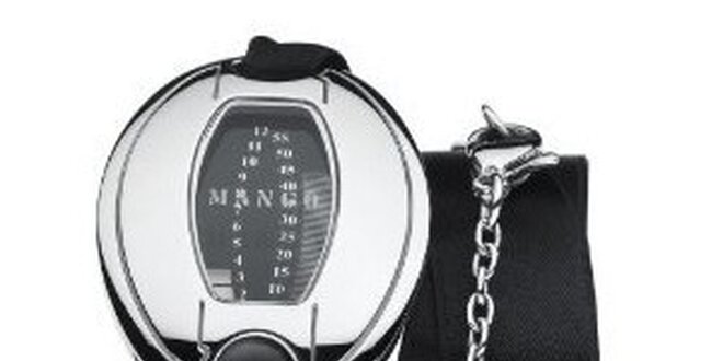 Dámske hodinky Mango s černým ciferníkem a černým textilním řemínkem