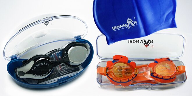 Plavecké doplňky IronMan: brýle, čepice i špunty do uší