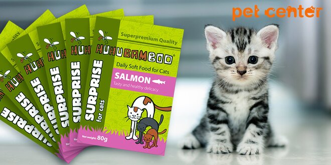 6 lososových kapsiček pro kočky od Huhubamboo