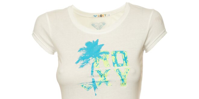 Dámské bílé tričko s modrou palmou Roxy