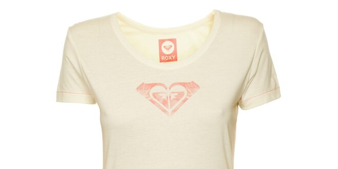 Dámské krémové tričko s potiskem srdce Roxy
