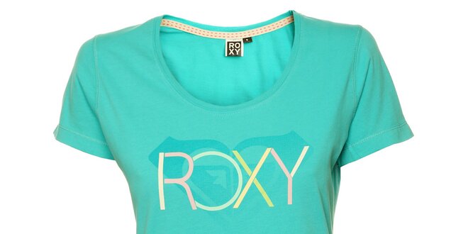 Dámské tyrkysové tričko s pastelovým potiskem Roxy