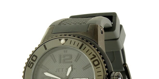 Pánské černé hodinky Jet Set s pryžovým řemínkem