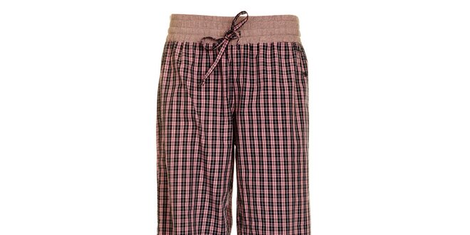 Dámské růžové dlouhé kostkované pyžamové kalhoty Tom Tailor