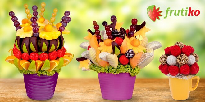 Ovocné a dortíkové kytice či bonboniéry Frutiko