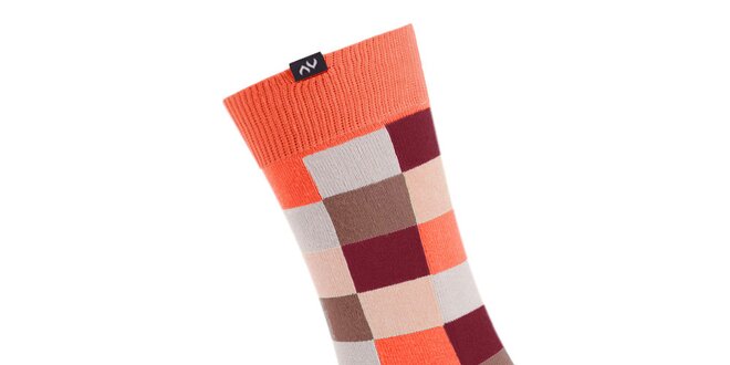 Dámské oranžovo-hnědé kostkované ponožky Minga Berlin - 3 páry