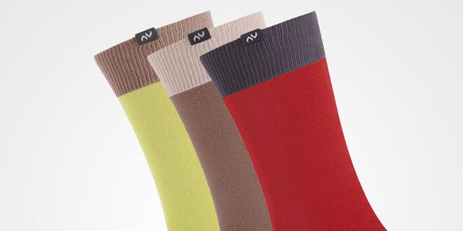 Set 3 párů barevných dámských ponožek Minga Berlin - žluté, hnědé, červené