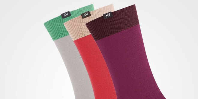 Set 3 párů barevných dámských ponožek Minga Berlin - růžové, fialové, šedé