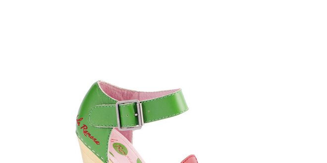 Dámské růžovo-zelené sandály Lola Ramona s puntíkovaným vzorem