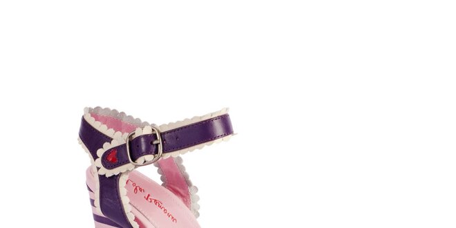 Dámské fialovo-růžové sandály Lola Ramona s červenými detaily