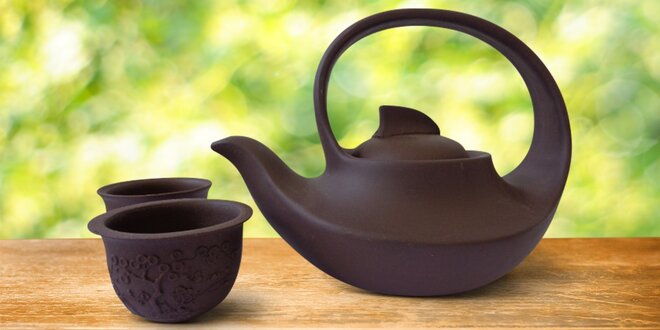 Pro čajomily: Čajový set hliněné konvičky a šálků
