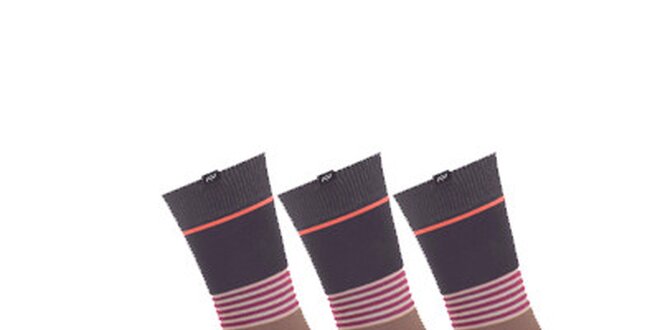 Dámské šedo-oranžové proužkované ponožky Minga Berlin - 3 páry