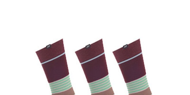 Dámské hnědo-modro-zelené proužkované ponožky Minga Berlin - 3 páry