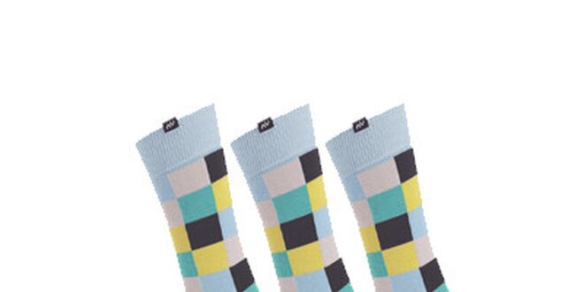Dámské modro-žluté kostkované ponožky Minga Berlin - 3 páry