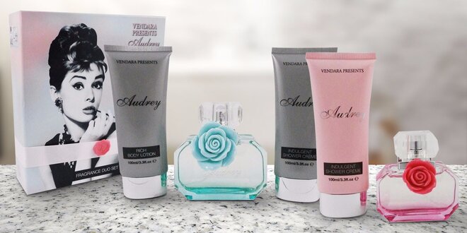 Elegantní dárkové kazety Audrey: parfém a vybraná kosmetika