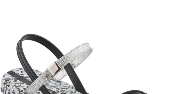 Dámské černo-stříbrné sandály Ipanema s leopardím vzorem