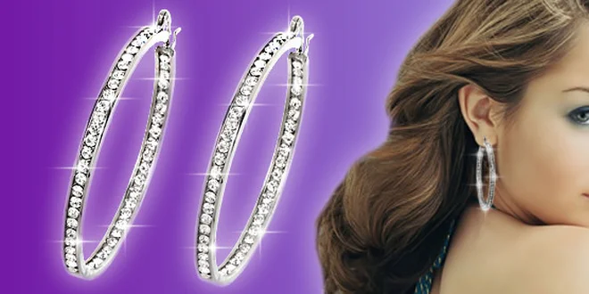 Třpytivé kruhové náušnice s krystaly Swarovski Elements