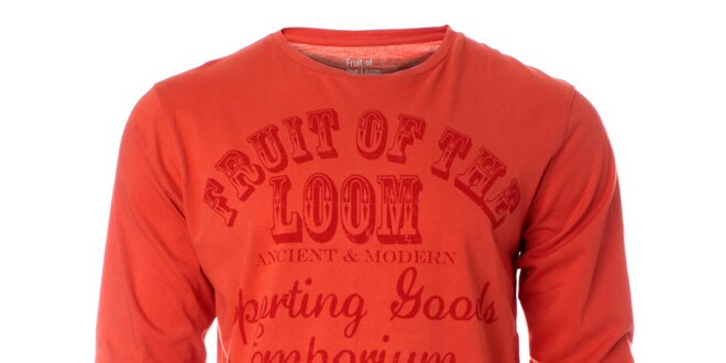 Pánské oranžové tričko Fruit of the Loom s potiskem