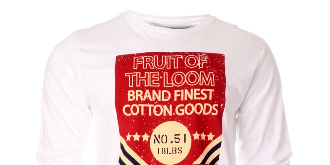 Pánské bílé tričko Fruit of the Loom s potiskem