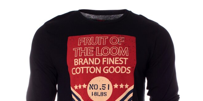 Pánské černé tričko Fruit of the Loom s potiskem