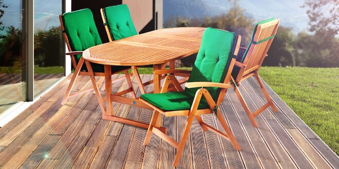 Zahradní set 4 židlí a stolu z eukalyptového dřeva