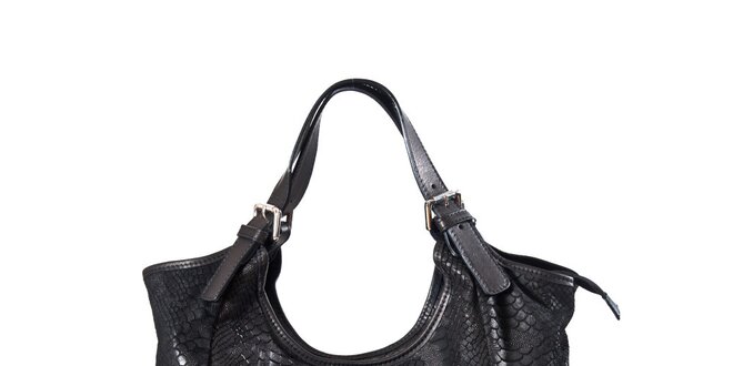 Dámská černá kabelka s hadím vzorem Luisa Vannini