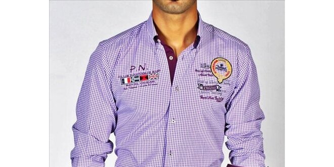 Pánská fialová kostkovaná košile z dílny Pontto