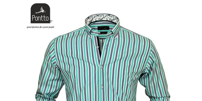Pánská zeleně pruhovaná košile z dílny Pontto