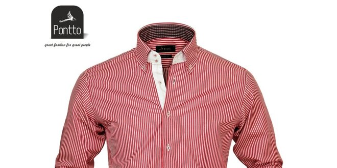 Pánská červeně pruhovaná košile Pontto