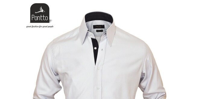Pánská bílá sportovní košile na knoflíky Pontto
