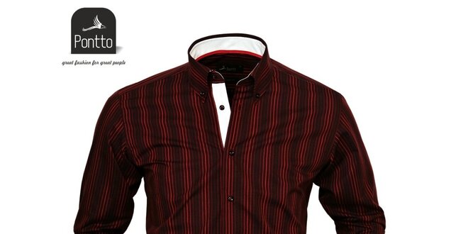 Pánská sportovní košile s červenými proužky Pontto