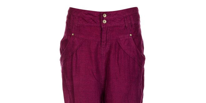 Dámské purpurové lněné kalhoty Timeout