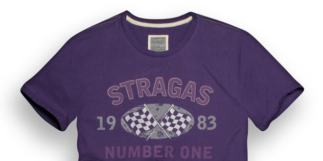 Pánské fialové triko s potiskem Paul Stragas