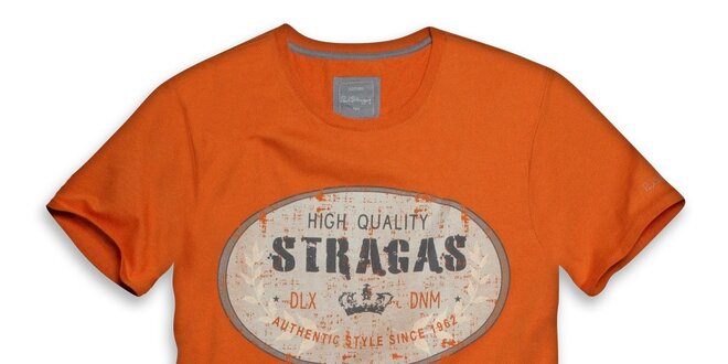 Pánské oranžové triko s oválným potiskem Paul Stragas