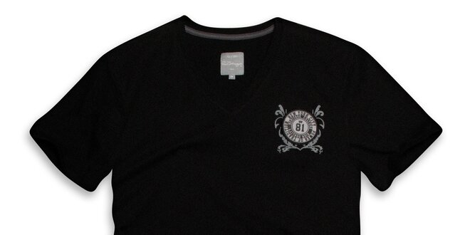 Pánské černé triko s kulatým logem Paul Stragas