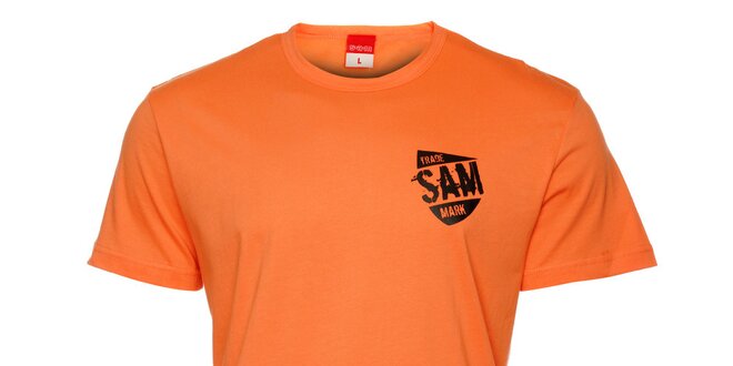 Pánské oranžové triko s černým potiskem Sam 73