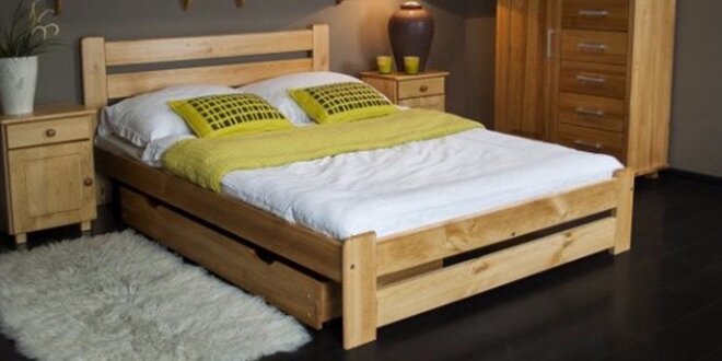Stabilní postele z masivu borovice + rošt