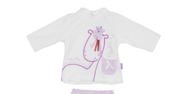 Dětský fialovo-bílý set kalhot a trika Yatsi