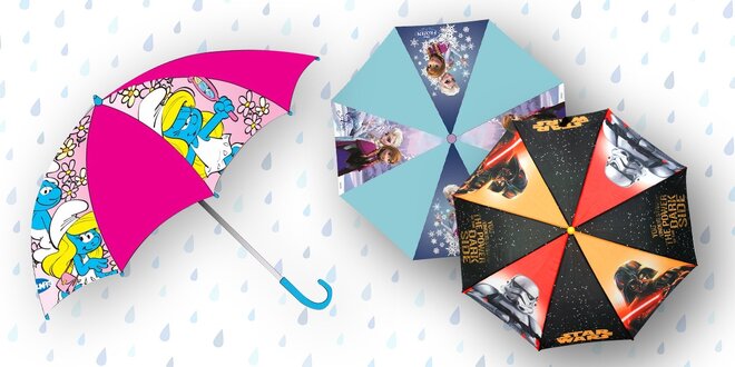 Dětský deštník s potiskem pohádkových postaviček