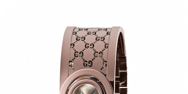 Luxusní dámské hnědé hodinky Gucci Twirl úzké