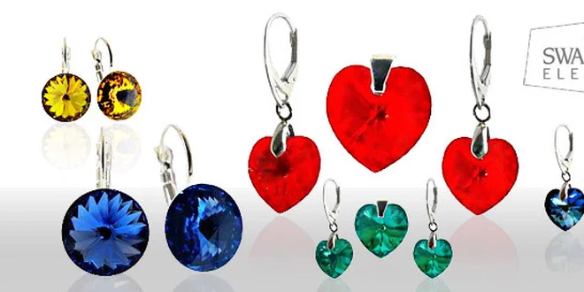 Swarovski náušnice rivolky a srdiečka