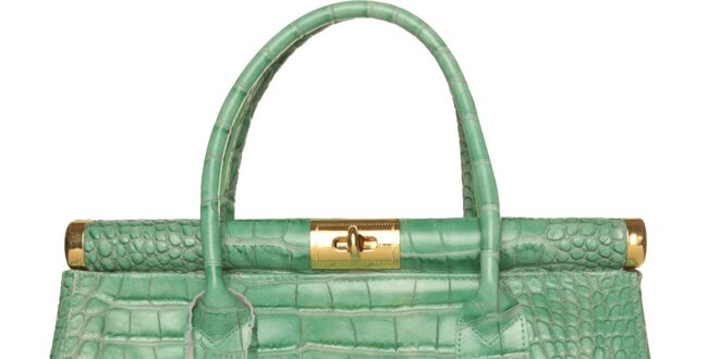 Dámská mátově zelená kožená kabelka Made in Italia s ozdobným lemem